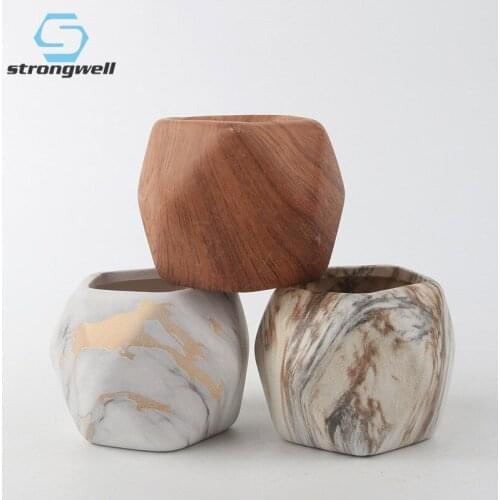 Strongwell Home Office Decor Marble Pattern Succulent Flower Pot Creative Nordic Gardening Green Plant Pot Mini Planter Ornament