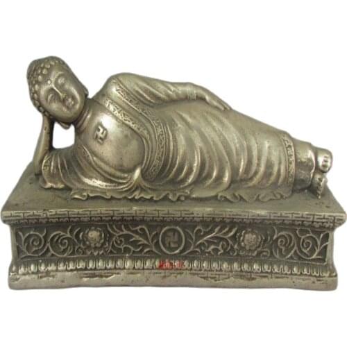 Nepal Sleeping Buddha Sakyamuni Plate with silver copper statue decoration