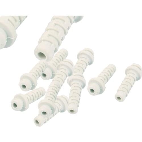 UXCELL 10pcs 3mm Inner Dia Rubber Strain Relief Cord Boot Protector Cable Sleeve White for Aviation Plug Power Tool