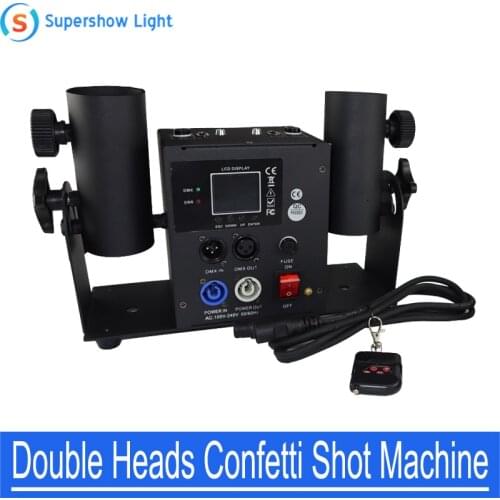High Quality Two Shot Confetti Machine Double Shot Streamer Launcher Electric Confetti Blaster DMX 512 Remote Control