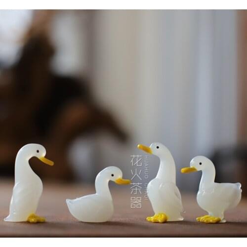 Japanese handmade glass ornaments cute ducklings ornaments tea pets paperweight car desktop ornaments