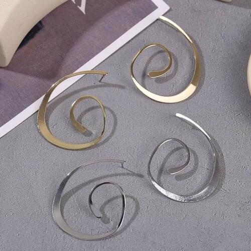 Statement Female Geometric Round Circle Gold Silver Color Metal Drop Earrings For Women Simple Hanging Earring Party Jewelry