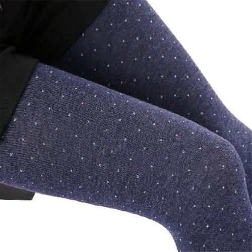 VIIANLES Women Warm Tights Knitted Pantyhose Dot Soft Cotton Pantyhose Wool Fabric Flexible Ladies Tight