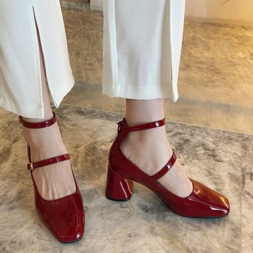 Elegant Temperament Ladies Single Shoes Spring And Summer New Retro Square Toe All-Match Shallow Mouth High Heels