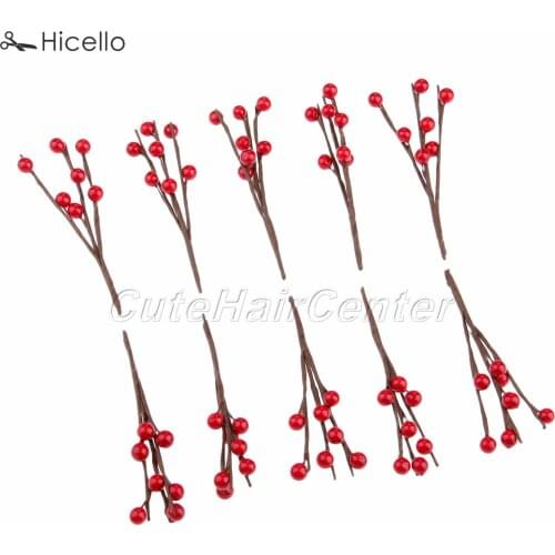 10PCS(7heads/pc) Artificial Berries Foam Cherry Little Fruits 10.5cm Wreaths Christmas Wedding Birthday Garden Home Decoration