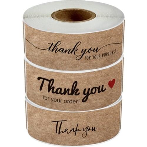120 Pcs/roll Kraft "thank You For Your Order" Sticker For Supporting Your Business Package Decoration Labels Stationery Stickers