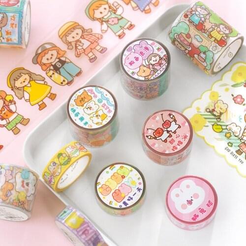 20pcs/1lot Decorative Adhesive tapes Hand drawn cute cartoon diary Scrapbooking DIY Paper Scrapbooking Stickers 3m