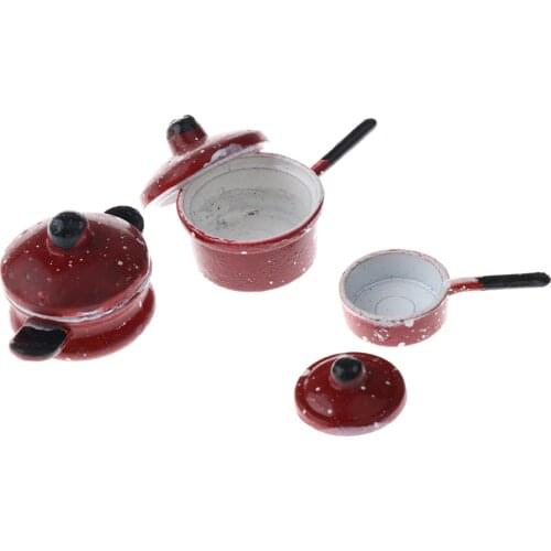 3Pcs 1/12 Scale Doll House Miniature Cookware Spotted Pan Home Rooms Mini