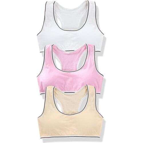 3 Pcs/Lot Training Girls Cotton Bra Puberty Kids Vests Sport Tops Running Bras Children Girls Teen Underwear for 8-18 Years Olds