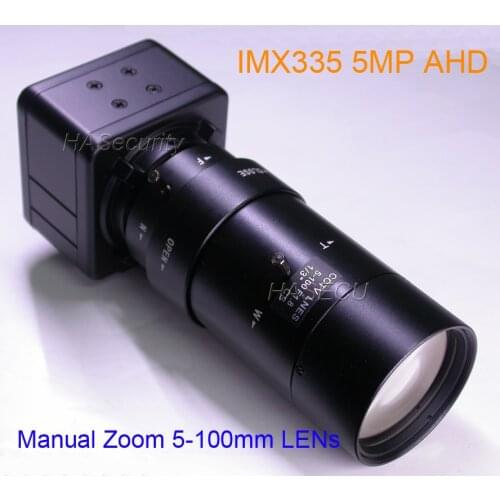 AHD (5MP, 4MP) 5-100mm Manual Zoom & Focal LENs 1/2.8" Sony STARVIS IMX335 + NVP2477H CCTV camera module Box Style (UTC)