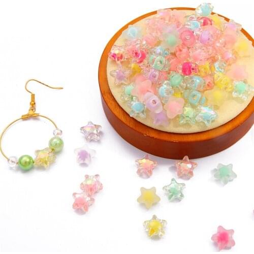 Acrylic Transparent Frosted Pentacle Star/ Round Beads for Jewelry Making Accessories DIY Handmade Charms for Bracelets