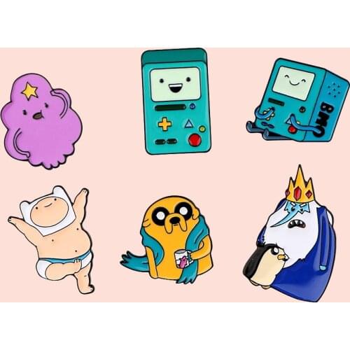 ZF2918 Cartoon Robot Adventure Tour Personality Metal Enamel Badge Buttons Brooch Denim Shirt Lapel Pins Clothing Accessories