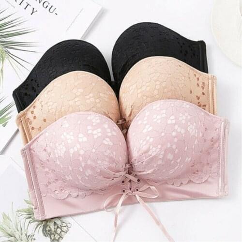 2020 Sexy Gathering Invisible Bras Bralette Underwear Women Push Up Strapless Bra Wedding Brassiere Underwired Back Band Bras