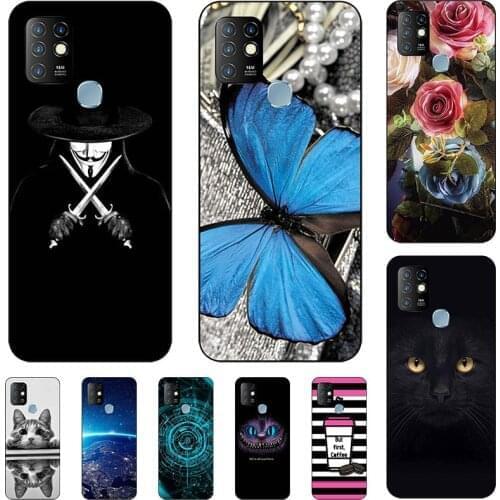 Phone Case For Infinix Hot 10 Lite X657 HOT10 Soft TPU Relief Silicone Case Animal Cat Cover Coque