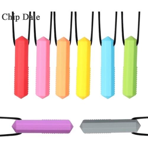 Chip Dale 5Pcs Chewable Silicone Gem Necklace Teething Bite Pendant Special Needs Teether Autism ADHD
