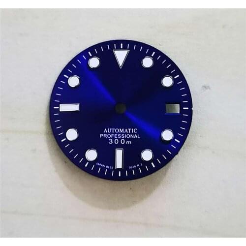 29mm Watch Dial Calendar Green Luminous Dial for NH35 Watch Movement