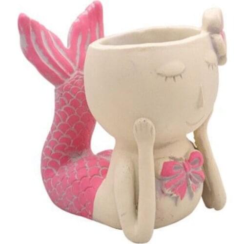 Nordic cute mermaid flower pot cartoon ornaments succulents flower pot multifunctional and practical home garden furnishings