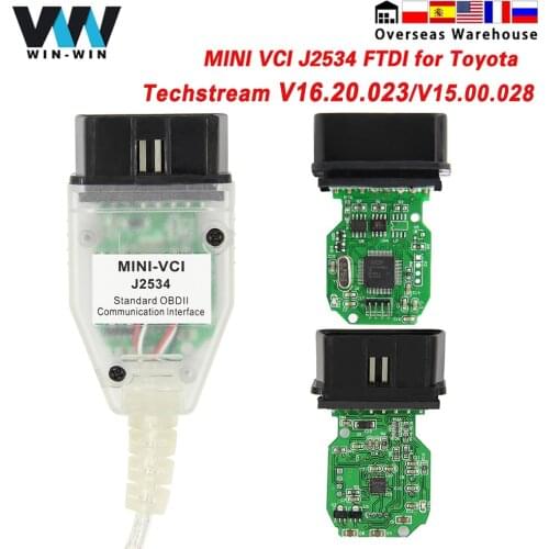 V15.00.028 For Toyota MINI VCI J2534 With FTDI FT232RL OBD OBD2 Car Diagnostic Tool Auto Scanner Cable TIS Techstream minivci