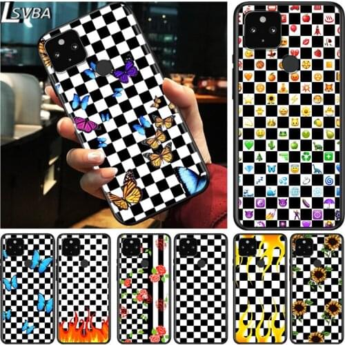 Checkerboard Black White Shockproof Cover for Google Pixel 5 4 5A 4A XL 5G Black Phone Case Shell Soft Fundas Coque Capa