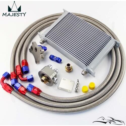 25 Row 248mm AN10 Oil Cooler Kit Fits For Nissan Silvia S13 S14 S15 180SX 200SX 240SX SR20DET Black/Silver
