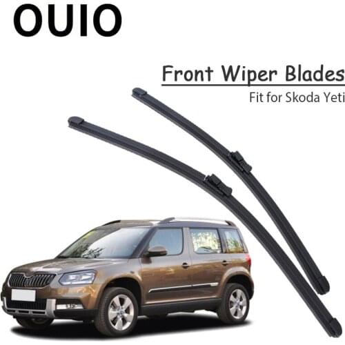 OUIO 1Set Rubber Car Front Wiper Blade Kit High Quality For Skoda Yeti 2016 2015 14 13 12 10 2009 Original replace Accessories