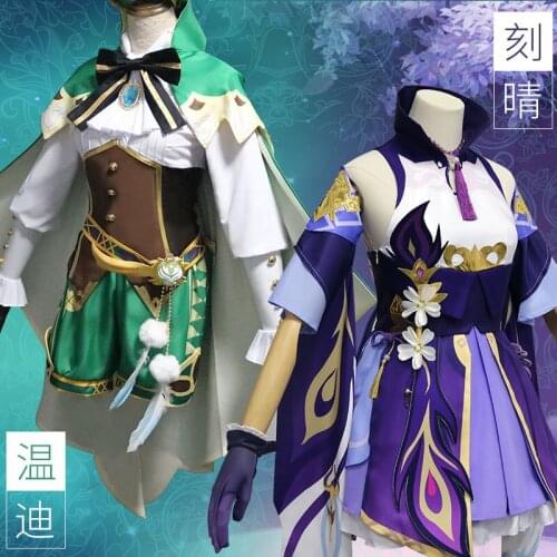 Genshin Impact Lisa Keqing Amber Mona Cosplay Costume Elegant Halloween Party Dress Anime Game Suit Set Women Girls kids child