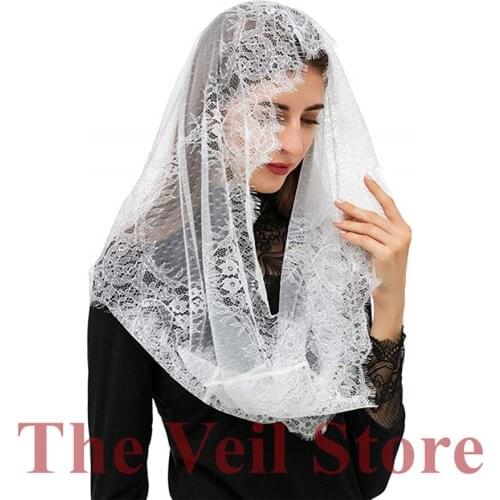 Spanish Lace Mantilla Chapel Veil for Church Round Scarf HeadCover Wrap Latin Mass Headkerchief Mantilla de Novia Negra Mantille