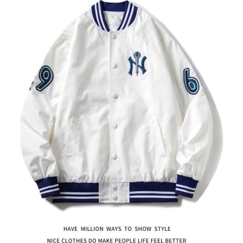 MLBNY Embroid Hot Sale Thin Womens Baseball Uniform Coat Mens Jacket Spring&Autumn Unisex Couple Boyfriend Style Coat