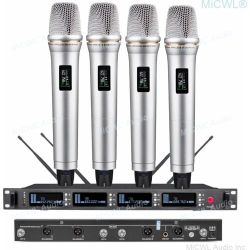 MiCWL 4 Karaoke Digital Wireless Microphones Microfone System True diversity 4 Antenna Large Range 4 Handheld 4 Gooseneck Mic