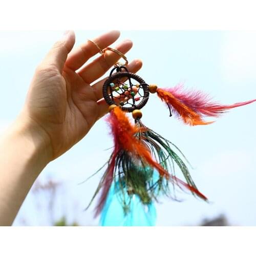 Cute Keychains Multicolor Beeds Feather Keychains for Women Key Chain Jewelry Gift Accessories Llaveros Para Mujer Drop Shipping