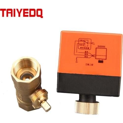 Miniature Electric Motorized Thread Ball Valve Brass three-wire two-way valve AC220V For water gas oil DN15 DN20 DN25 1.6Mpa