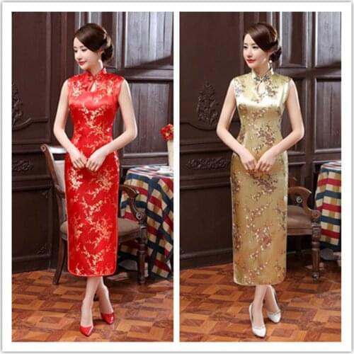 Fashion Chinese Classic Womens Qipao Elegant Short Sleeve Novelty Long Cheongsam Dress Summer Retro Slim Evening Qipao Vestidos