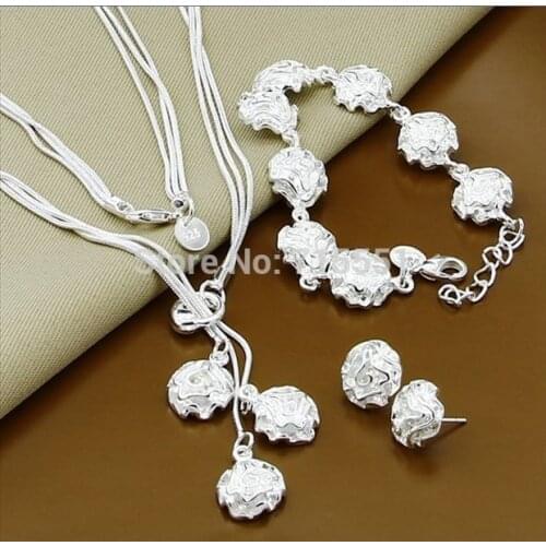 Trendy jewelry, Silver jewelry, silver necklace + bracelet + earrings jewelry sets,women wedding set