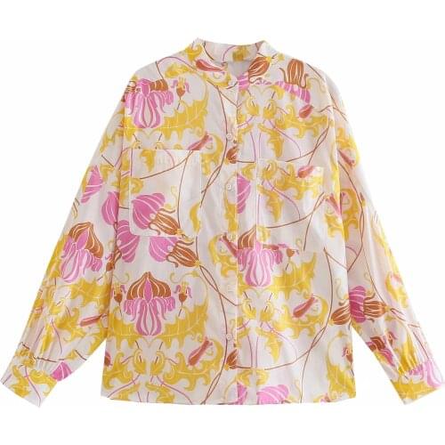 Za New Spring Summer Women Retro Printing Simple Style Long Sleeve Shirt And High Waist Casual Shorts XITIMEAO