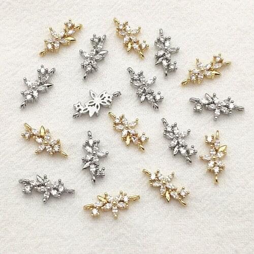 New Arrival! 16x8mm 50pcs Cubic Zirconia Flower Connectors for Handmade Necklace Earring DIY Parts Jewelry Findings & Components