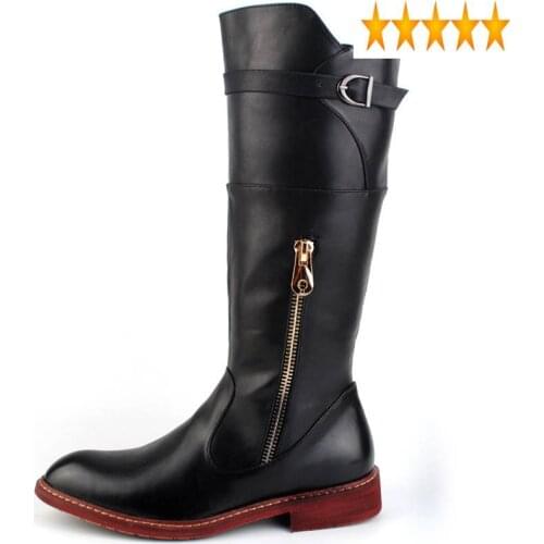 British Fashion New Cowboy Men Leisure Warm Winter Mens Shoes Side Zip Knight Boots Pointed Toe Pu Leather Knee High Botas