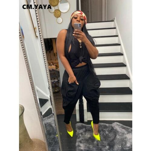 CM.YAYA Solid Women Haren Pants Hip Hop Streetwear Sexy Trousers