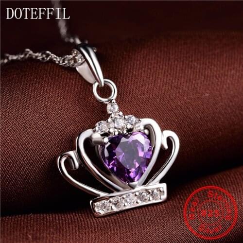 Crown Necklace 925 Silver Women Necklace Luxury Charm AAAA Zircon Pendant Necklace 4 Colors Select