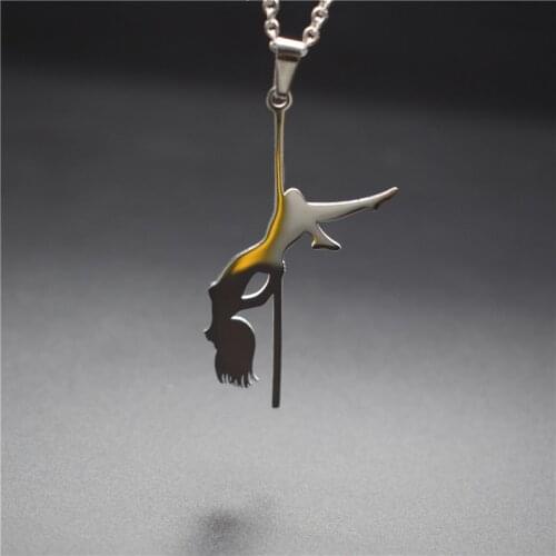 New Stainless Steel Pole Dancer Pendant Necklaces Strip Dancer Silhouette Gift for Bachelorette Party Women Necklaces Jewellery