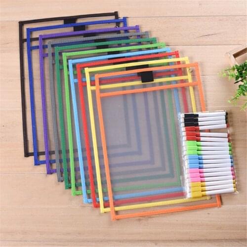 Transparent Dry Brush Bag Can Be Reused With PVC PET Writing Dry Wipe Bag Drawing Toy For Kids Children Adult