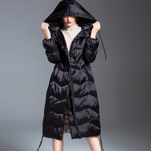 Down jacket of 2018 new female long han edition cultivate morality even cap white duck down down wear womens clothing