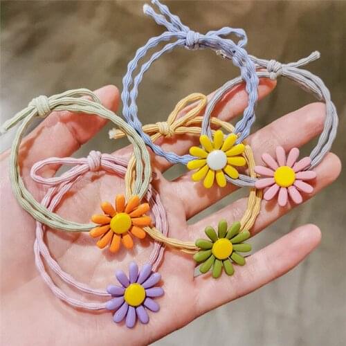 10pcs Cartoon Daisy Flower Princess Headwear Baby Headdress Children Hair Ropes Girls Hair Accessories Kids Elastic Hair Bands