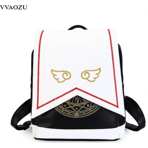 Anime Card Captor Sakura Girls Backpack CARDCAPTOR SAKURA Shoulder Bag Kawaii Cosplay Lolita Magic Bags with Embroidery Wings