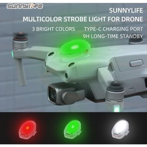 Sunnylife Drone Strobe Lights Anti-Collision 3 Colors/4 Modes Chargeable Night Lamp for DJI Mini SE/2/AIR 2S/DJI FPV/MAVIC 2