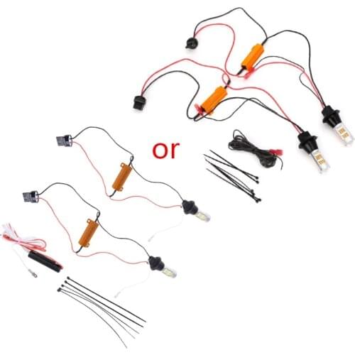 2Pcs 50W 7440 T20 42-LED 2835 Dual-Color Switchback LED DRL Turn Signal Light Kit