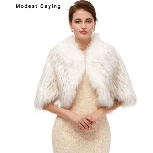 Elegant Ivory and Brown Evening Party Faux Fur Jackets 2020 New Arrival Formal Bolero Stoles Warm Wrap Shawl Wedding Accessories
