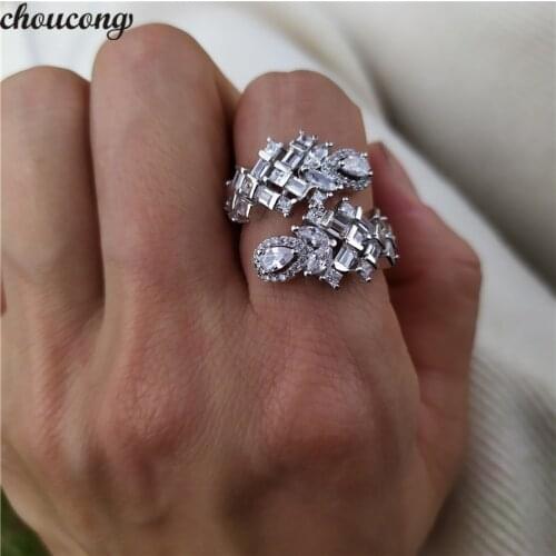 Choucong Vintage Promise Ring 925 Sterling Silver AAAAA cz Flower Engagement Wedding Band Rings For Women Party Jewelry Gift