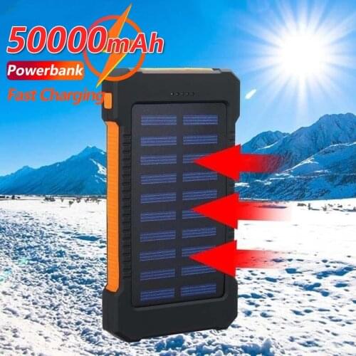 50000mAh Solar Power Bank Large Capacity External Battery LED Portable Outdoor Travel Power Bank for IPhone Xiaomi mi Samsung