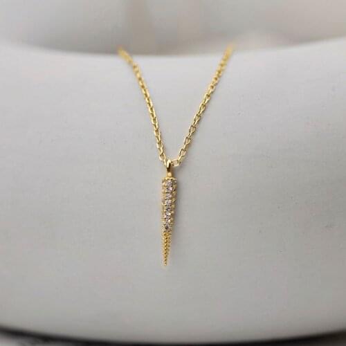 WTLTC 925 Sterling Sliver CZ Spike Pendant Chokers Necklaces Drop Cubic Zircoina Choker Hanging Layered Necklace Femme Jewelry