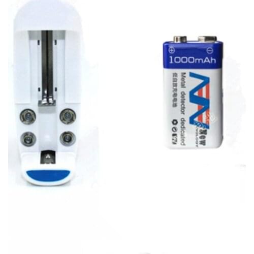 1PCS Large capacity 9V 1000mAh lithium ion rechargeable 9V lithium ion battery+universal 9v aa aaa 18650 cr123a battery charger